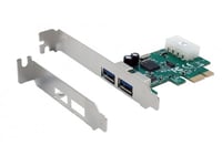 Exsys Ex-11042, Pcie, Usb 3.2 Gen 1 (3.1 Gen 1), Honkoppling, Fullhöjd/Låg Profil, 2X External Usb 3.2 Gen 1 A-Female, Grön, Silver