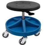 Diesella Monteringsstol/Arbetspall med säte i PU-skum, fotstöd 5 fack, 5xØ75 hjul och höjd 310-390 mm (BLÅ)