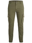 JACK & JONES Pantalon Cargo Jogger pour Homme Paul Flake AKM 542 Twill Denim avec Taille Élastique, Couleurs:Olive, Taille de Pantalon:36W / 36L