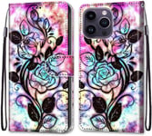 Peinture Premium Pu Cuir Coque Pour Apple Iphone 14 Pro Max Coque En Cuir Pu Etui De Protection Motif Avec Fonction Support Magnétique Portables Case Pour Apple Iphone 14 Pro Max,Fleurs Creuses