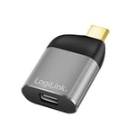 LogiLink USB 3.2 Gen2 Adapter Ultra HD 8K USB Type C (Male) to Mini DisplayPort (Female), Colour: Black/Grey