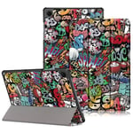 DINGGUAGUA Coque Samsung Galaxy Tab A9+ Plus 11 Pouces 2023 Cover (SM-X210/X215/X216) étui Mince Multi-Angles de étui Folio avec Fonction Veille/réveil Automatique Case,Graffiti