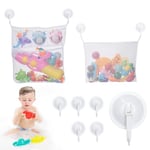 BillyBath Bath Toy Organizer 2 Pack Mesh Bath Toy Organizer with 6 Suction Hooks Convenient for Bathroom and Toilet