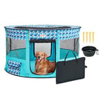 VEVOR Parc pour Chien Portable 1117x1117x609 mm Enclos Chat Chiot Pliable Tissu Oxford 600D Imperméable Fermeture Éclair pour Intérieur, Extérieur, Voyage, Camping, Activités en Plein Air (Rond, L)