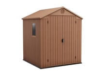 Keter Darwin Outdoor Apex Double Door Garden Storage Shed 6 x 6ft Brown Evotech+ Wood Look and Feel | Fade Free | All Weather Resistant | Safe and Secure | Zero Maintenance | 15 year Warranty