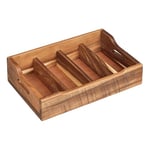 Tala Grand range-couverts avec 4 compartiments, organiseur de tiroir en bois d'acacia naturel pour couverts et ustensiles de cuisine, design rustique traditionnel qui semble parfait sur l'écran,