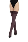 LORES Collants opaques 60 deniers - Collants hauts sexy - En silicone, Melanzana, Medium/Large