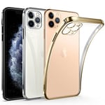 Supdeal Crystal Clear Case for iPhone 11 Pro Max, [Never Yellow] [Camera Protection], Thin Slim Fit Transparent Soft Silicone Phone Protective Case Cover, 6.5 Inch, Luxury Gold