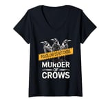 Womens Murder of Crows Pun Edgar Allen Poe Police Scene V-Neck T-Shirt