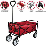 Chariot de Jardin à 4 Roues Rouge Pliable Brouette Utilité Chariot de Transport Jardin - 98 x 53 x 116 cm - Capacité 70 kg - Imperméable [Paire de