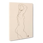 Study Of A Naked Woman Vol.1 By Egon Schiele Classic Painting Canvas Wall Art Print Ready to Hang, Framed Picture for Living Room Bedroom Home Office Décor, 24x16 Inch (60x40 cm)