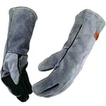 WZQH 40 CM / 16 Pouces, 932 ℉/500℃, Gants de Soudage en Cuir Pour Barbecue, Four, Cheminée, TIG, MIG, Cuisson, Four, Cuisinière, Forge, Porte - Casserole, Gants de Transport D'animaux.