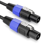 deleyCON 2m Câble pour Haut-Parleurs PA - Qualité Studio - en Cuivre OFC pur - Câble pour Haut-Parleurs PA 2 Pôles 2x 1,5mm² (AWG15) 7,2mm - Verrouillage en Métal