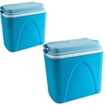 2X LARGE COOLBOX 24L 12v ELECTRIC COOLER BOX CAMPING BEACH TRAVEL FOOD COOL BOX