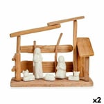 Christmas nativity set White Natural Wood Ceramic 10 x 21 x 25 cm [2 Units]