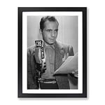 Humphrey Bogart Modern Framed Wall Art Print, Ready to Hang Picture for Living Room Bedroom Home Office Décor, Black A3 (34 x 46 cm)