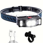 Lampe frontale LED ultra lumineuse - 7 modes - Rechargeable par USB - Avec voyant d'avertissement rouge - Étanche IPX5 - Pour la course, le jogging, la pêche, le camping, le cyclisme, la randonnée