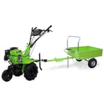 Motoculteur à essence 4T 5200 W 213 cm³ 7CV Fraise et Remorque VITO