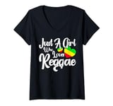 Womens Reggae Fan Just A Girl Who Loves Reggae Concert Reggae Band V-Neck T-Shirt