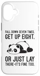 Coque pour iPhone 16 Plus Fall Down Seven Times, Get Up Eight - Humour amusant Lazy Panda