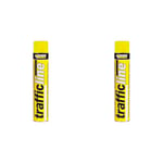 Everbuild Trafficline Solvent Based Permanent Line Marking High, Heavy Duty High Build Formulation Spray Paint, Yellow - 700ml (Pack of 2)