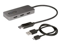 Startech.Com 3-Port Mst Hub, Displayport To Triple Hdmi Monitors, 4K 60Hz, Dp 1.4 Multi-Monitor Video Adapter With 1Ft (30Cm) Built-In Cable, Usb Powered, Windows Only - Multi-Stream Transport Hub (Mst14dp123hd) - Video/Audio Switch - 3 X Hdmi - Sta