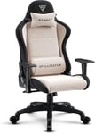 SENSE7 Chaise Gaming Spellcaster FUKU - Alcantara Haut de Gamme - Confort Ergonomique, Accoudoirs Réglables - Beige-Noir