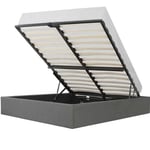 Eclipse Lit coffre adulte 140x190 cm - Tissu gris clair - Sommier inclus