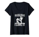 Womens I Love Kickboxing Funny Proud Kickboxer V-Neck T-Shirt