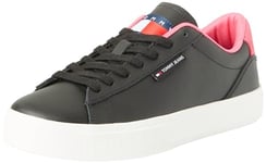 Tommy Hilfiger Tjw Cupsole Sneaker Ess En0en02508 Femme Baskets à Semelle Cupsole, Noir Black Pink Alert, 39 EU