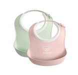 BabyBjörn Mini Bavoir lot de 2, Vert pastel/Rose pastel