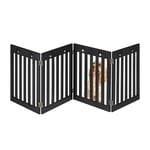 Relaxdays Dog Barrier Fence, 4-part, Free-standing, Stair Gate Protection, HxW: 60 x 204 cm, Foldable, Safety, Black, Fibreboard, 60 x 204 x 2 cm