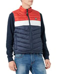 JACK & JONES Mens Puffer Gilet Sleeveless High Neck Outdoor Jackets for Men, Navy True Red Colour, Size- XL