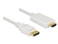 DELOCK – Cable Displayport 1.2 male > High Speed HDMI-A male passive 4K 2 m white (83818)