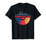 Chicago House Music Vinyl Dj Raver Flag Skyline Apparel T-Shirt