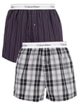 Calvin Klein2 Pack Woven Boxers - Ryan Striped Well/Hickory Plaid