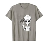 Funny and cute Grey Alien "No" V-Finger Gesture T-Shirt