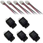 5Pcs 40AMP 12V dc Voiture a/c Relais Phare Ventilateur et Faisceau 14 awg Fils 4PIN Automobile