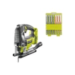 Pack RYOBI - Scie sauteuse pendulaire R18JS7-0 18V One+ Brushless - 135 mm sans batterie ni chargeur - 10 lames 102 mm bois - plastique - bimétal