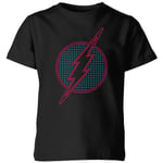 Justice League Flash Retro Grid Logo Kids' T-Shirt - Black - 9-10 Years