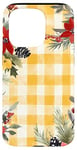 Coque pour iPhone 15 Pro Jaune aquarelle florale rouge Buffalo Plaid Merry Christmas