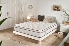 Moonia Matelas hybride 30 cm blanc, multizones de confort, technologie Core Spring, indépendance de couchages, 160 x 190 cm