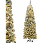 COSTWAY Sapin de Noël Artificiel Enneigé 180CM, Arbre de Noël avec 250 Lumières LED, 500 Aiguilles en PVC, Support Métallique Pliable, Décoration de