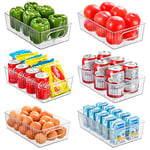 HNNJCK Fridge Organisers Set of 6, Clear Fridge Storage Containers, Multifunctional Kitchen Cupboard Organiser, Refrigerator Storage Bins for Freezer, Pantry, Cabinet - BPA Free