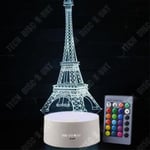 TD® Lampe optique poser décoratif tactile 7 couleur illusion optique - modèle tour Eiffel - faible consommation câble USB 3 piles AA