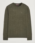 Morris Merino Cable O-Neck Olive