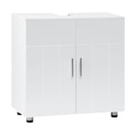 EUGAD Meuble de Salle de Bain Meuble sous Lavabo Armoire Salle de Bain Placard de Rangement avec 2 Portes Étagère Réglable en MDF Blanc 60x60x30cm