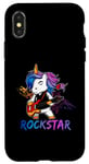 Coque pour iPhone X/XS Licorne Rock Star Guitare à bascule Musique Chanteur Rock Band