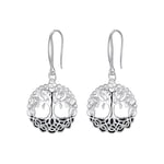 Micory Boucles d'Oreilles Arbre de Vie pour Femme Argent Sterling 925 Pendantes Celtique Drop Boucles D'Oreilles Bijoux Hypoallergéniques