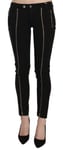 Galliano Jean Noir Taille Basse Fermeture Éclair Court Skinny Pantalon S.W26